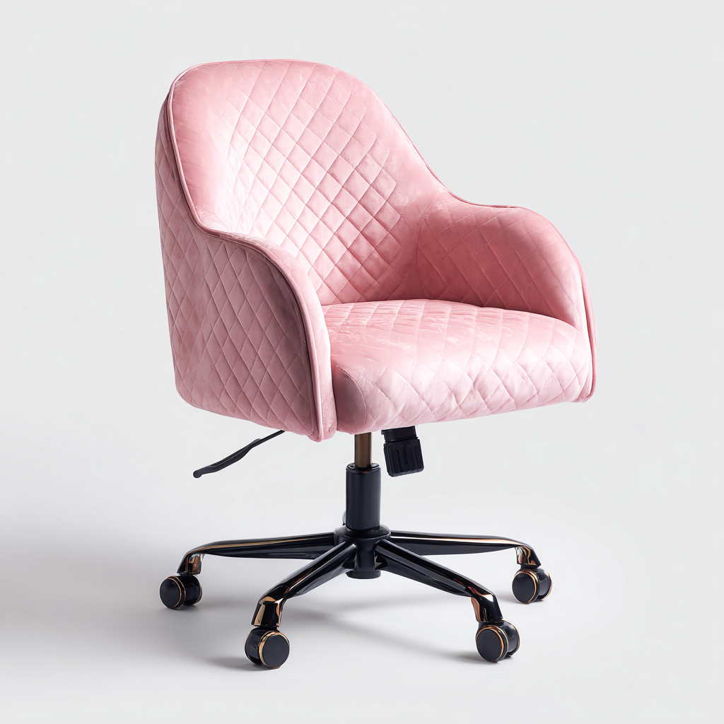 Sedia da ufficio in tessuto 60x58x90 cm - Rosa - Stile moderno per postazione di lavoro-Interiorixe