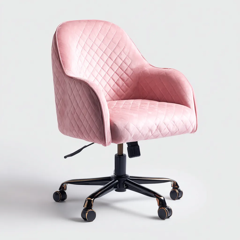 Sedia da ufficio in tessuto 60x58x90 cm - Rosa - Stile moderno per postazione di lavoro-Interiorixe