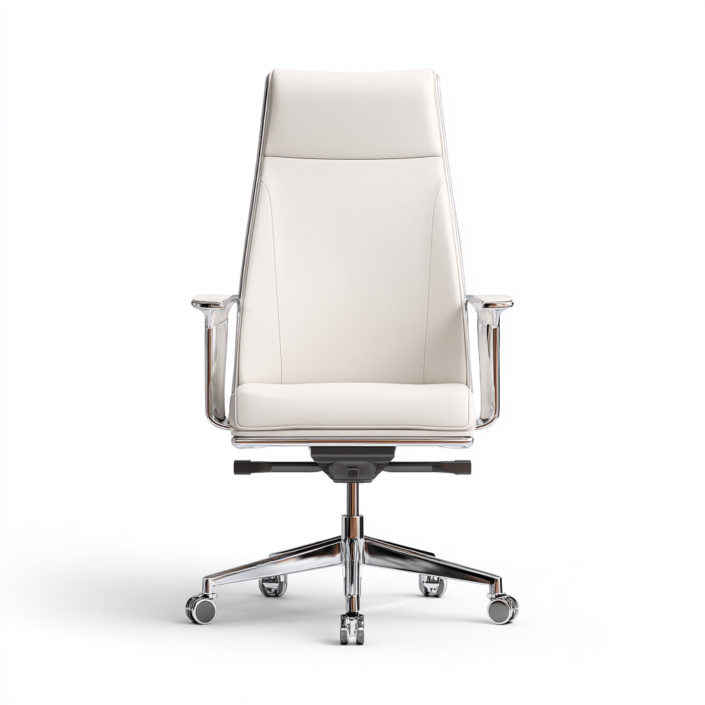 Sedia da ufficio in pelle 68x72x120 cm - Bianco - Stile moderno executive per ufficio direzionale-Interiorixe