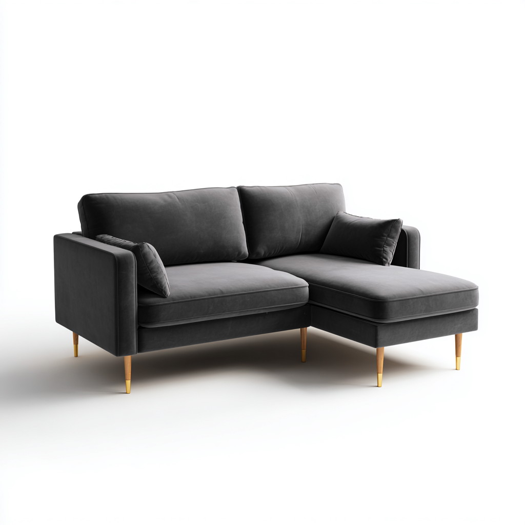 Divano angolare in tessuto 230x180x85 cm - grigio scuro - design moderno per soggiorno-Interiorixe