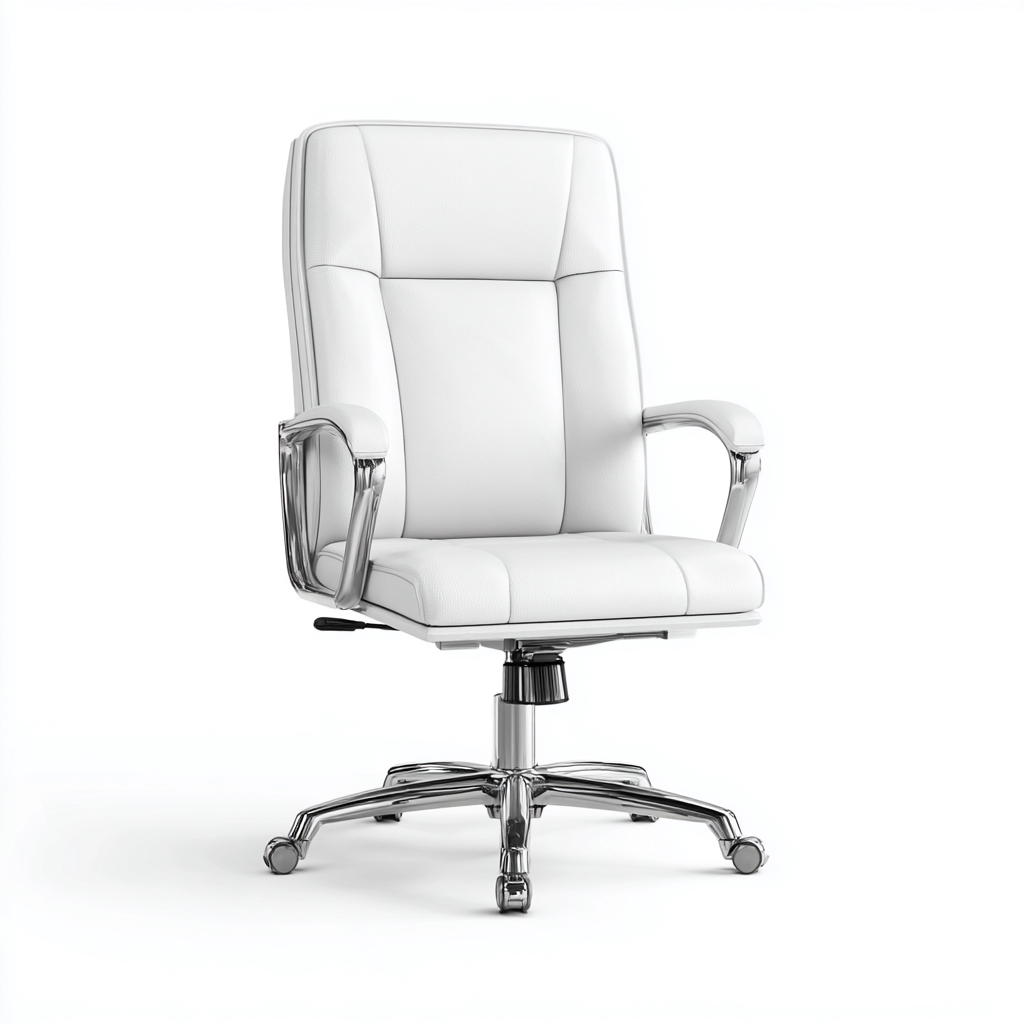 Sedia da ufficio in pelle 67x70x112 cm - Bianco - Stile moderno elegante per ufficio e area direzionale-Interiorixe