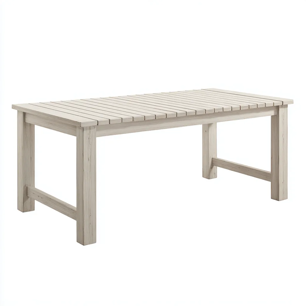 Tavolo da giardino rettangolare in legno - 180x90x75 cm - colore bianco decapato - adatto per esterni - design classico-Interiorixe