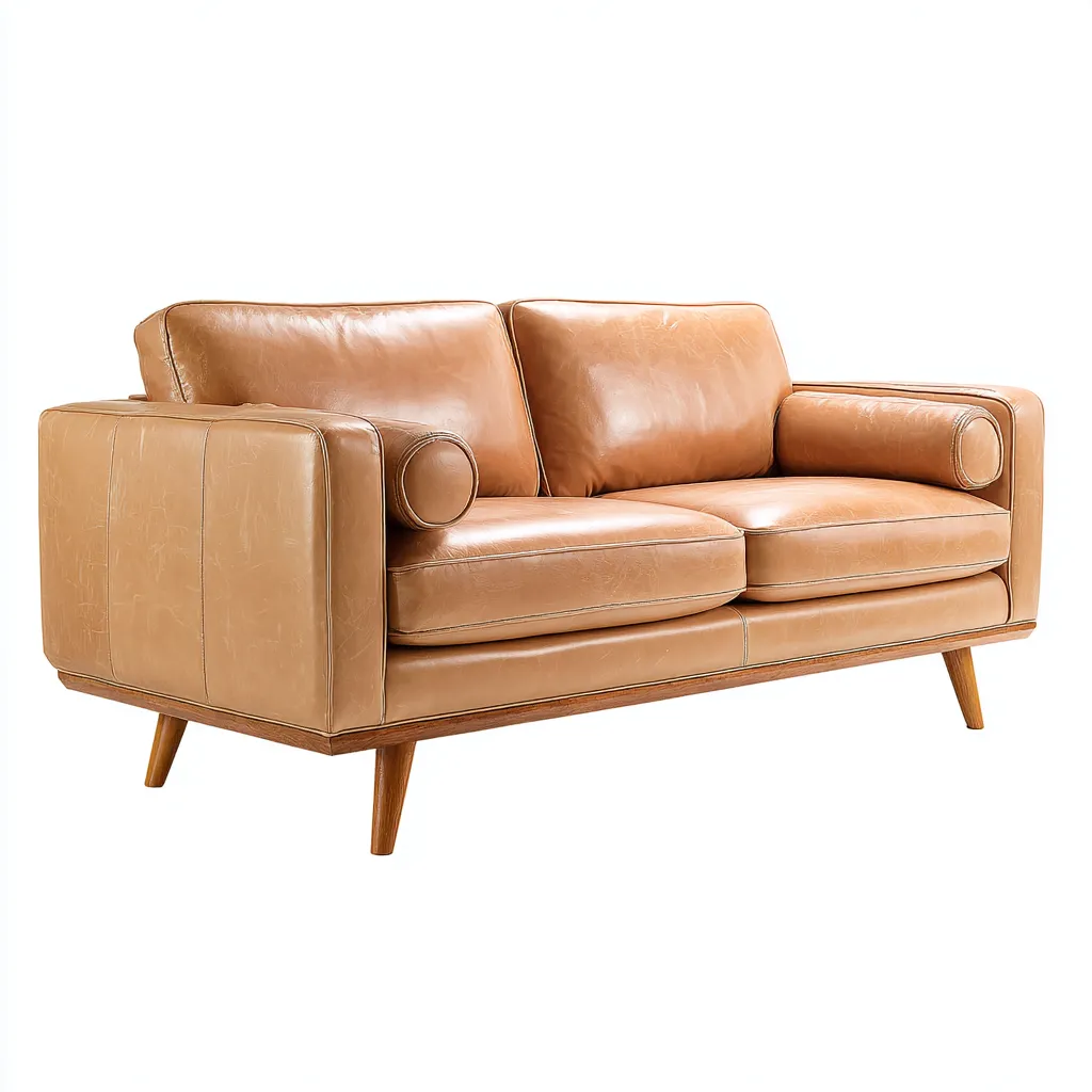 Divano a due posti - pelle - 165x88x80 cm - marrone chiaro - stile moderno - adatto per soggiorno-Interiorixe