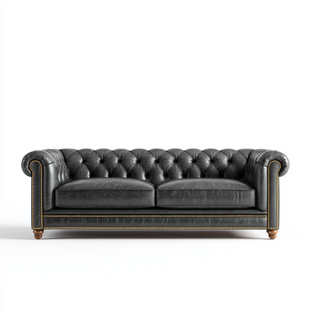 Divano a due posti - pelle - 165x90x78 cm - grigio scuro - stile classico Chesterfield - adatto per soggiorno-Interiorixe