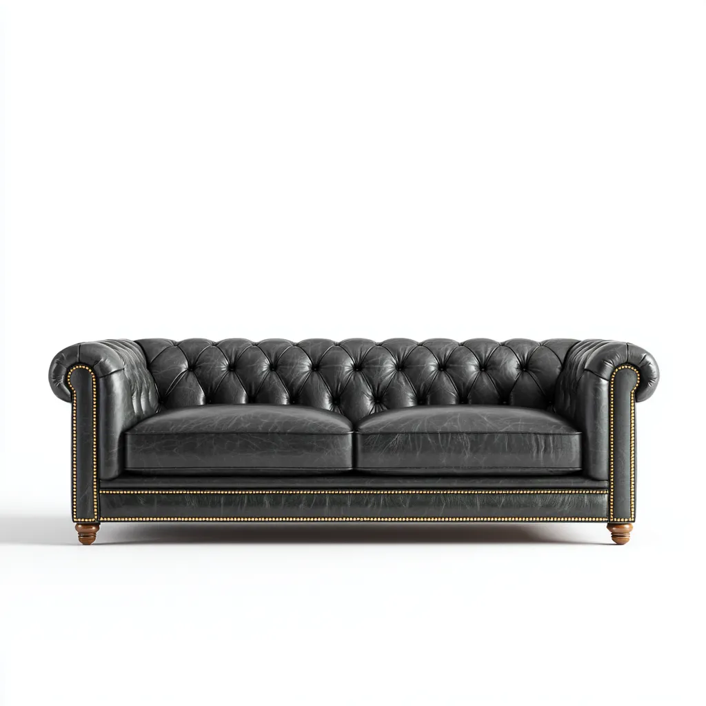 Divano a due posti - pelle - 165x90x78 cm - grigio scuro - stile classico Chesterfield - adatto per soggiorno-Interiorixe