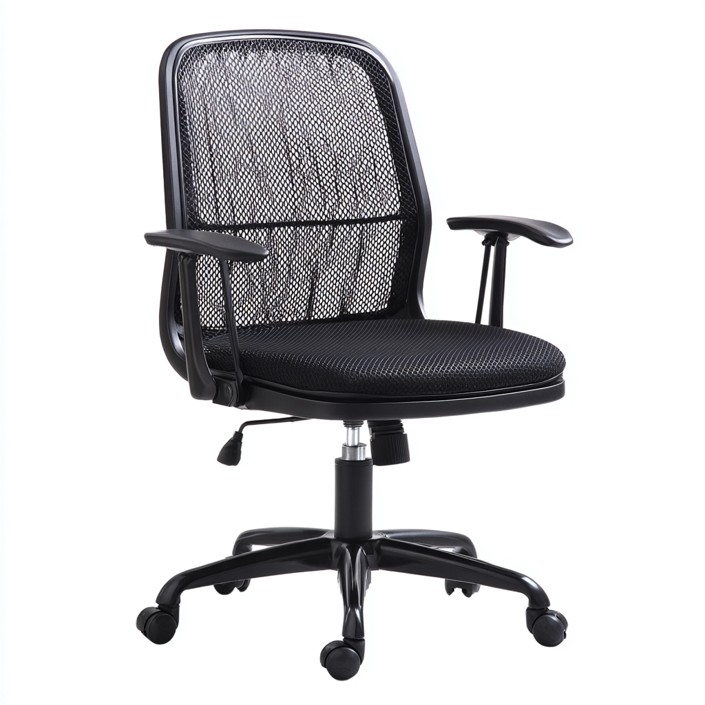 Sedia da ufficio in rete 60x58x93 cm - Nero - Stile moderno per postazione di lavoro o studio-Interiorixe