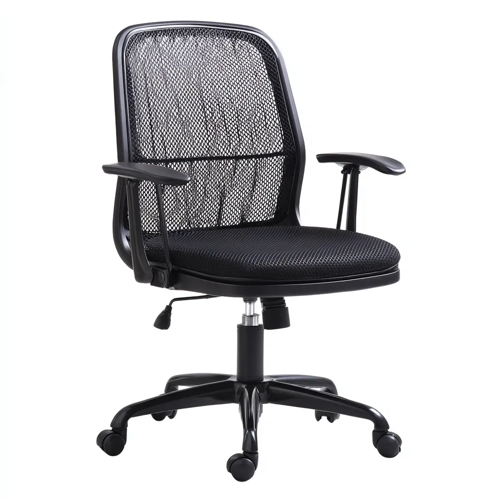 Sedia da ufficio in rete 60x58x93 cm - Nero - Stile moderno per postazione di lavoro o studio-Interiorixe
