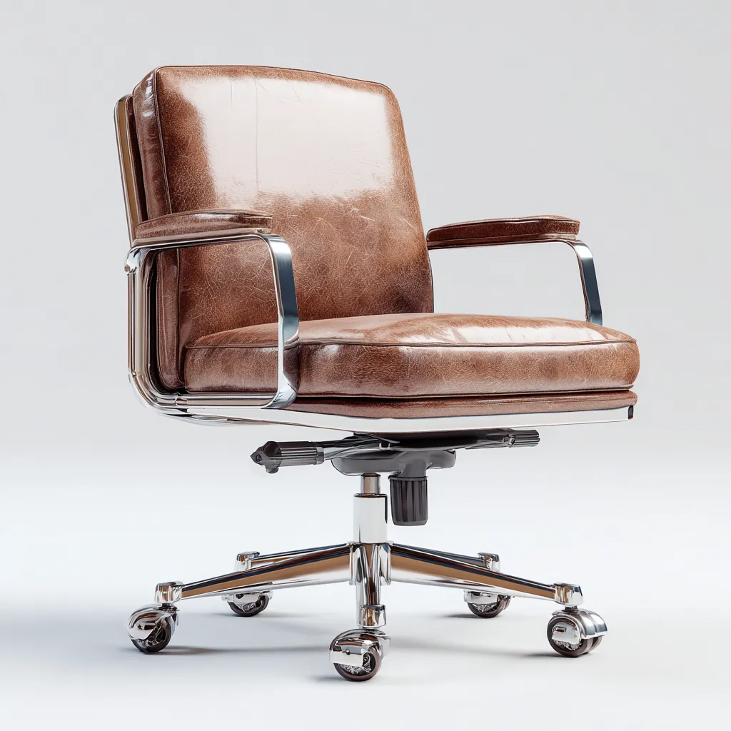 Sedia da ufficio in pelle 65x62x98 cm - Marrone - Stile vintage per studio o ambiente direzionale-Interiorixe