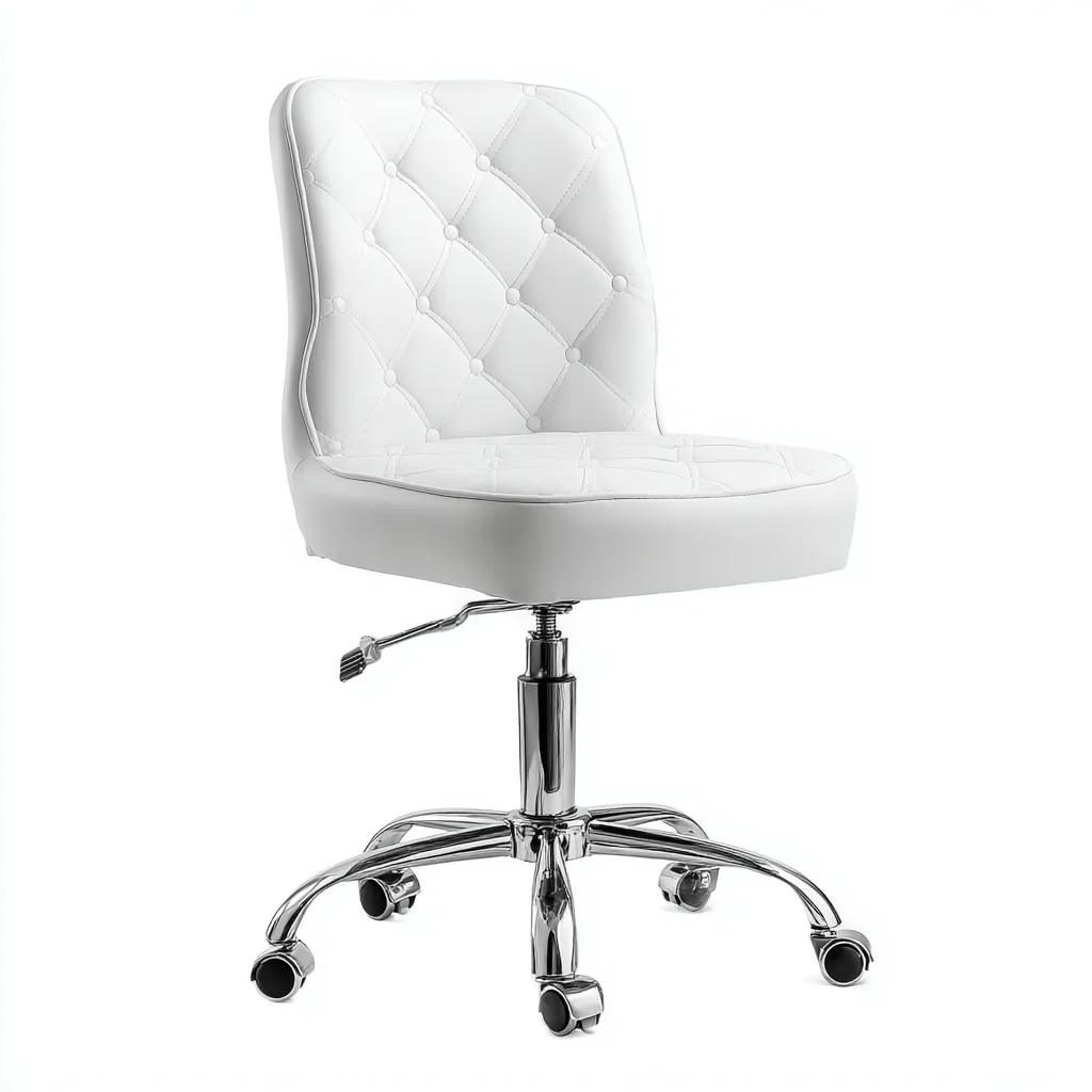 Sedia da ufficio in pelle 55x58x89 cm - Bianco - Stile moderno elegante per studio e postazione di lavoro-Interiorixe