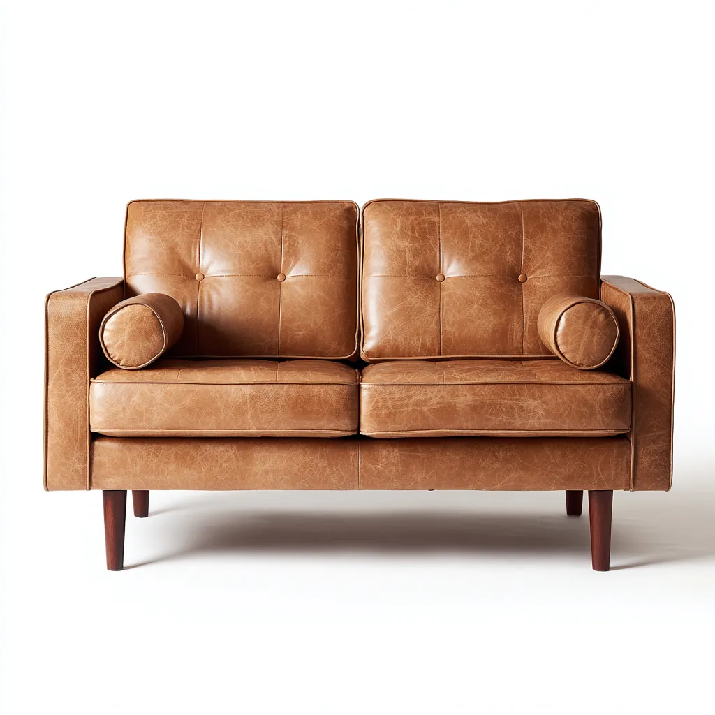 Divano a due posti in pelle 145x85x85 cm - Marrone - Design moderno per soggiorno-Interiorixe