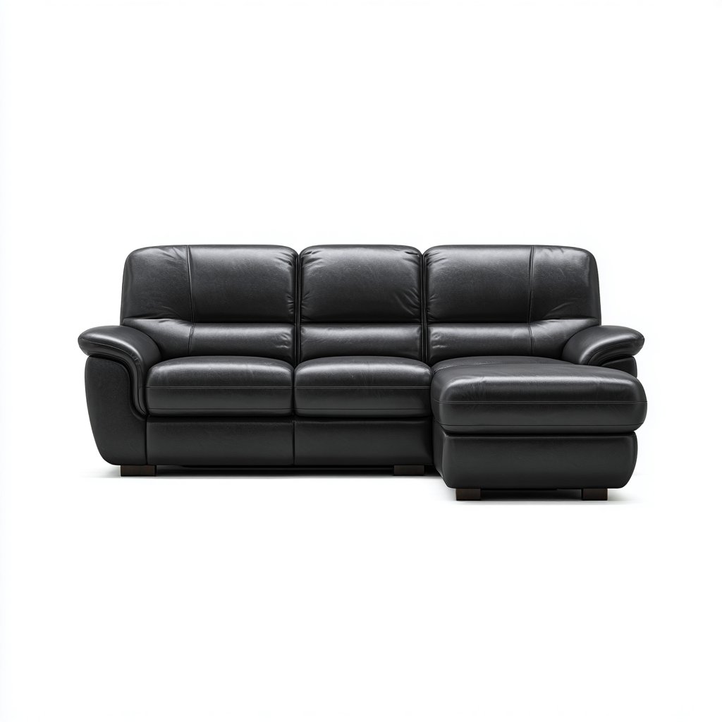 Divano angolare in pelle 265x165x90 cm - nero - design contemporaneo - ideale per soggiorno-Interiorixe