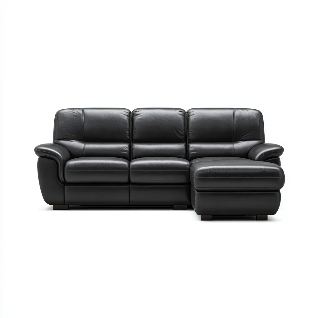 Divano angolare in pelle 265x165x90 cm - nero - design contemporaneo - ideale per soggiorno-Interiorixe