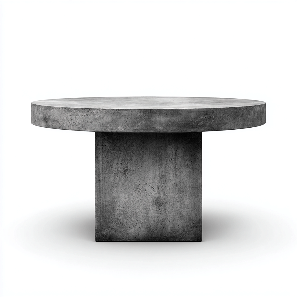 Tavolo da giardino rotondo in cemento - 120x120x75 cm - grigio - per esterni - design moderno-Interiorixe