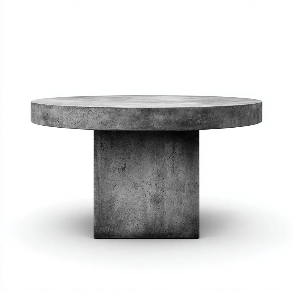 Tavolo da giardino rotondo in cemento - 120x120x75 cm - grigio - per esterni - design moderno-Interiorixe