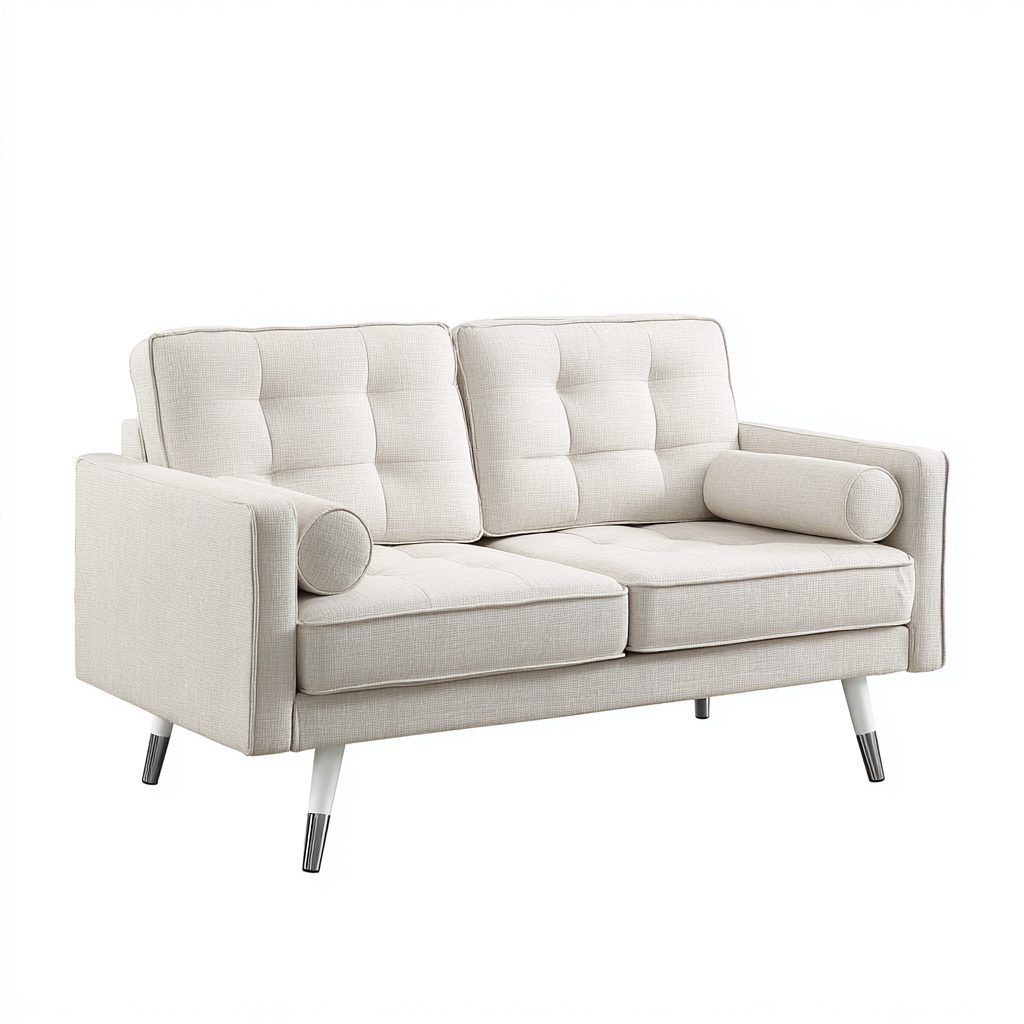 Divano a due posti in tessuto 160x85x85 cm - beige - stile moderno - adatto per soggiorno-Interiorixe