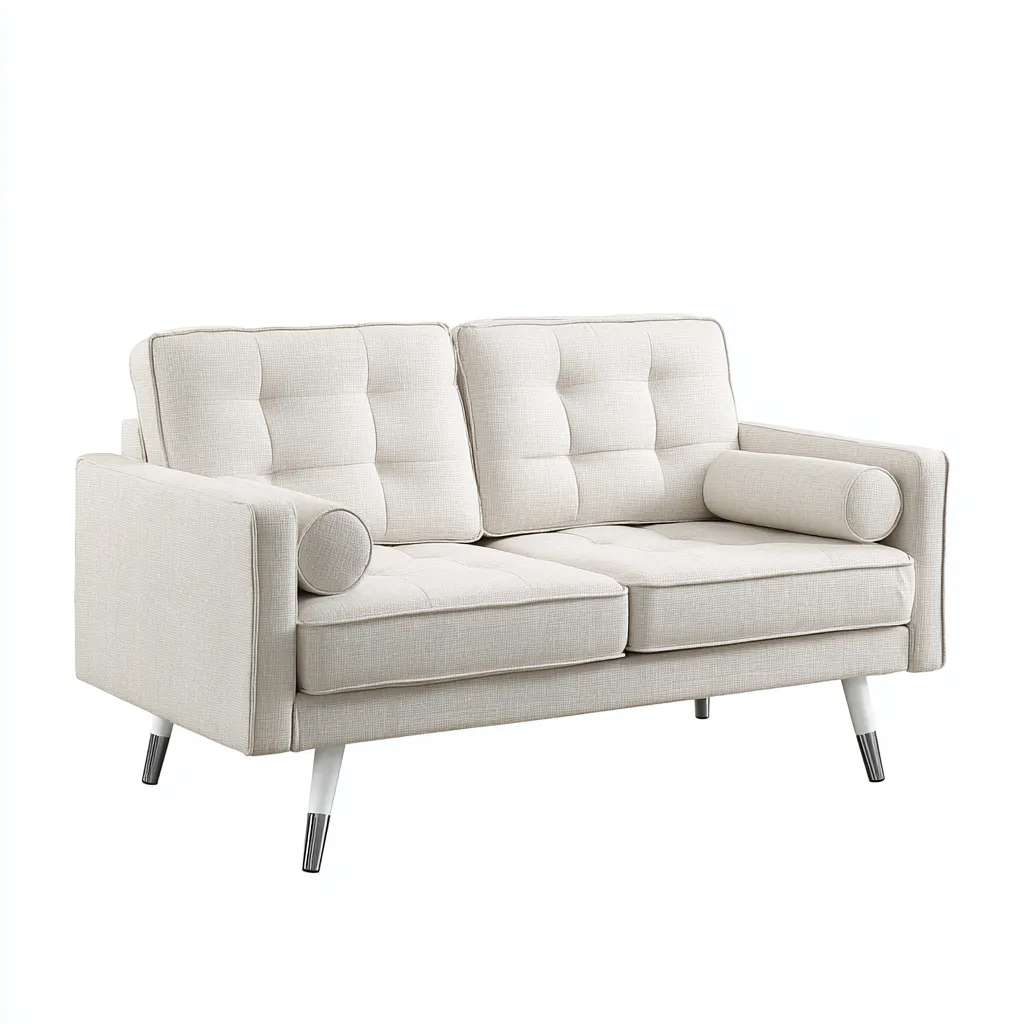 Divano a due posti in tessuto 160x85x85 cm - beige - stile moderno - adatto per soggiorno-Interiorixe