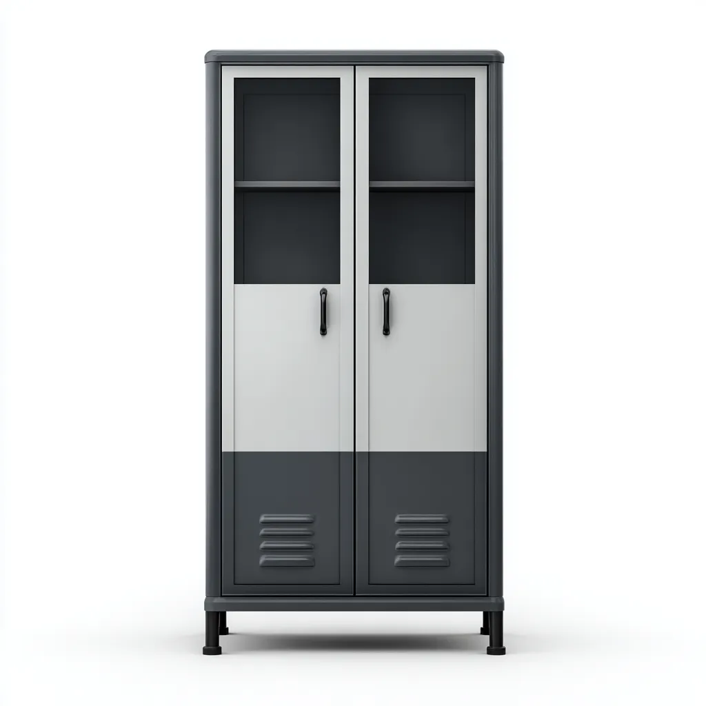 Armadio per ufficio in metallo 80x40x160 cm - Bianco - Grigio - Design industriale per archiviazione documenti-Interiorixe