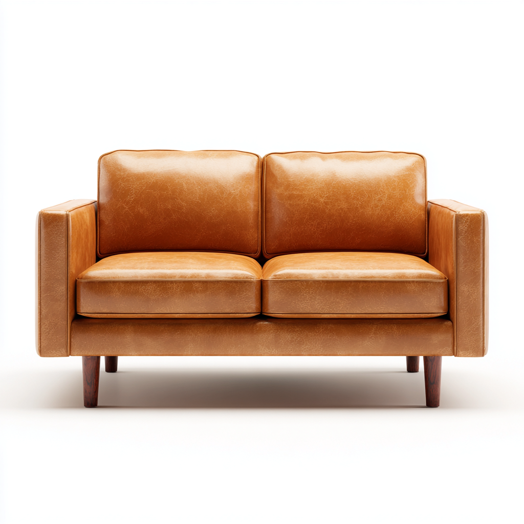 Divano a due posti - pelle - 160x85x80 cm - marrone chiaro - stile moderno retrò - adatto per soggiorno-Interiorixe