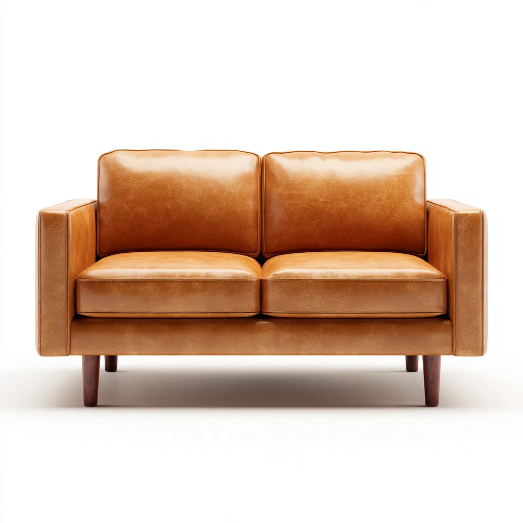 Divano a due posti - pelle - 160x85x80 cm - marrone chiaro - stile moderno retrò - adatto per soggiorno-Interiorixe