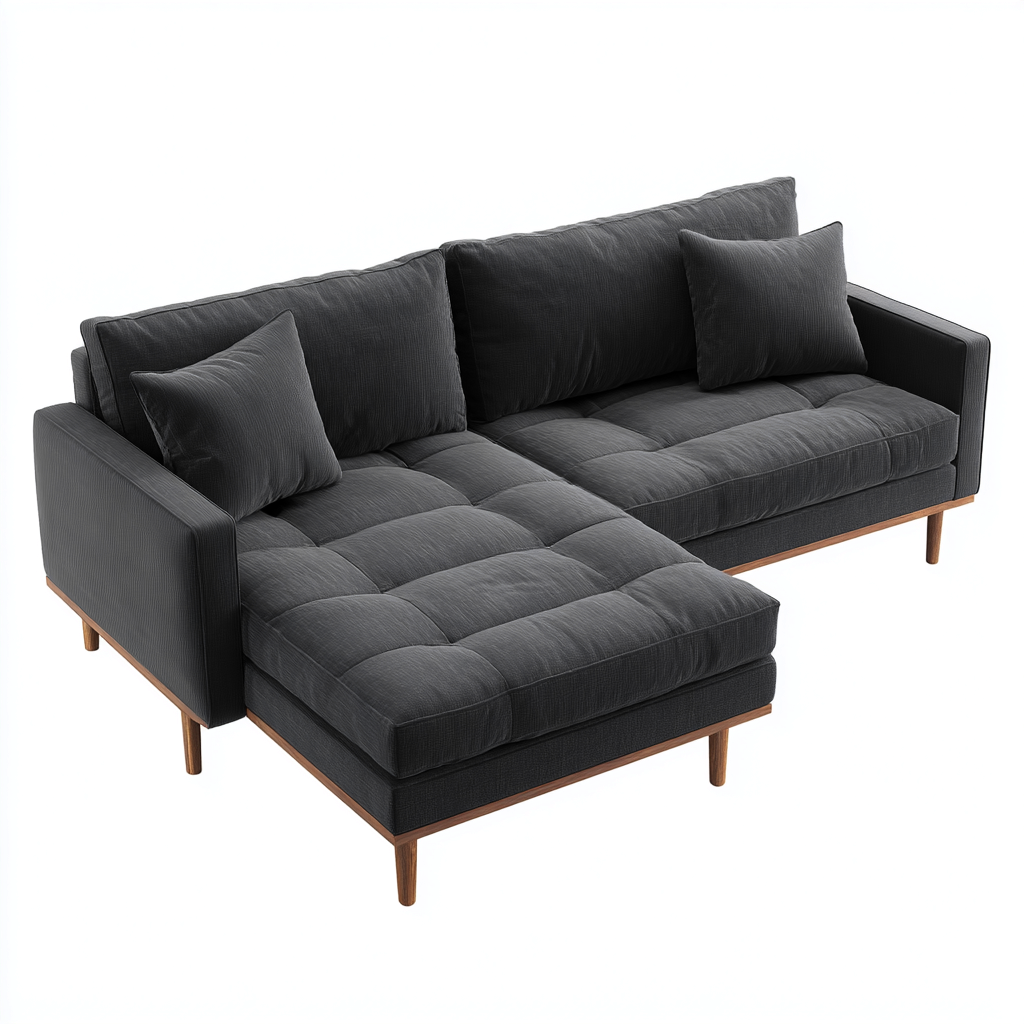 Divano angolare in tessuto 235x155x85 cm - antracite - design moderno con chaise longue - ideale per soggiorno-Interiorixe