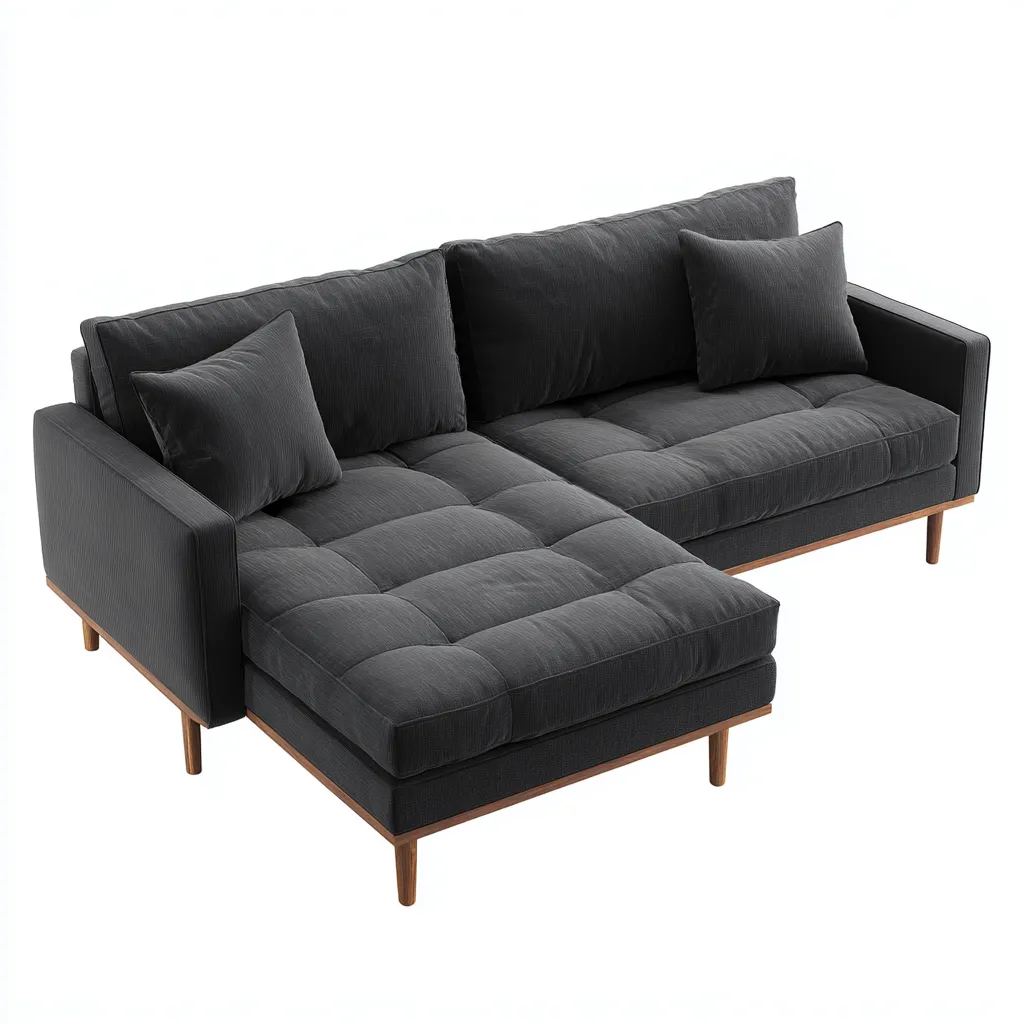 Divano angolare in tessuto 235x155x85 cm - antracite - design moderno con chaise longue - ideale per soggiorno-Interiorixe