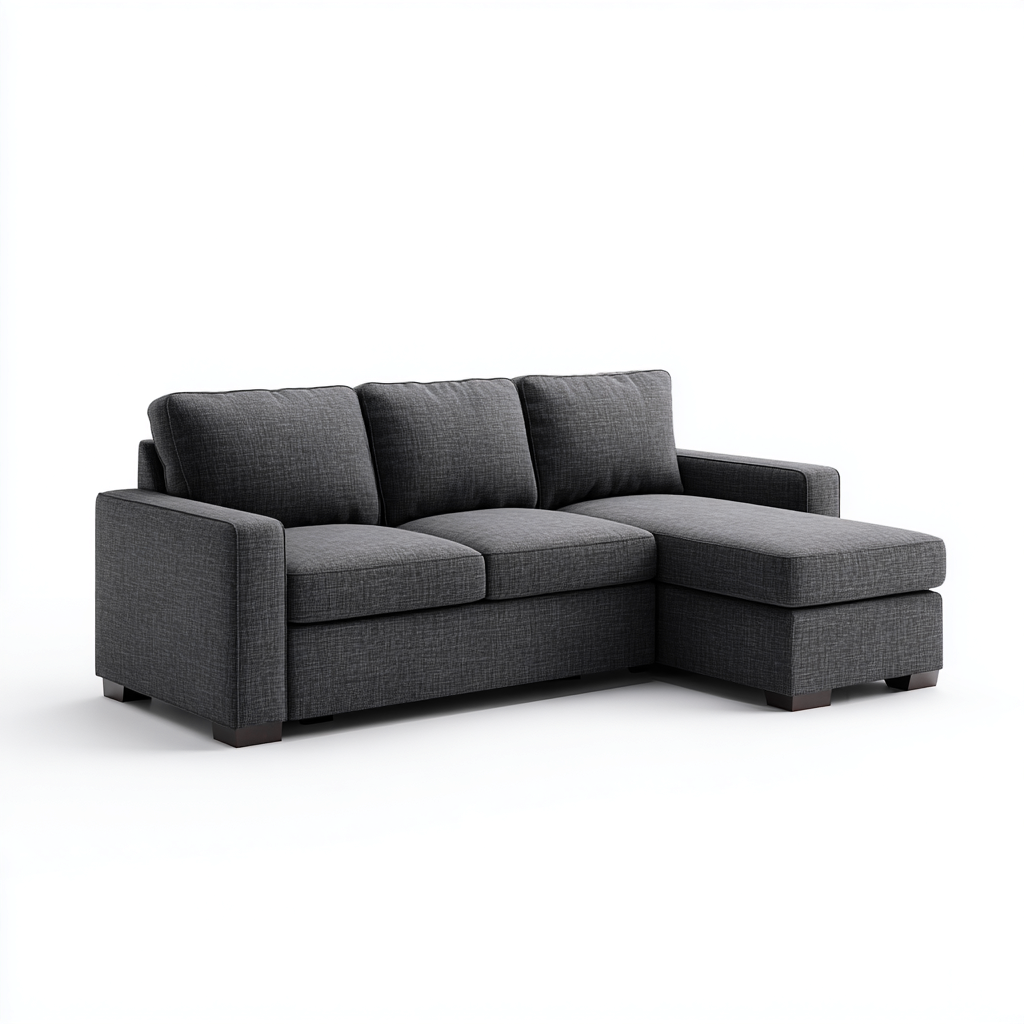 Divano angolare in tessuto 250x180x85 cm - grigio scuro - design moderno per soggiorno-Interiorixe