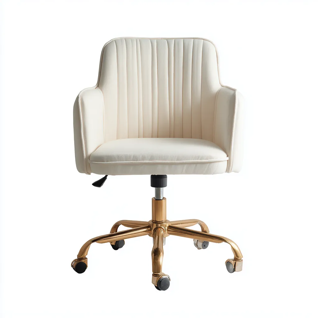 Sedia da ufficio in tessuto 63x67x95 cm - Bianco crema - Stile moderno elegante per studio e lavoro domestico-Interiorixe