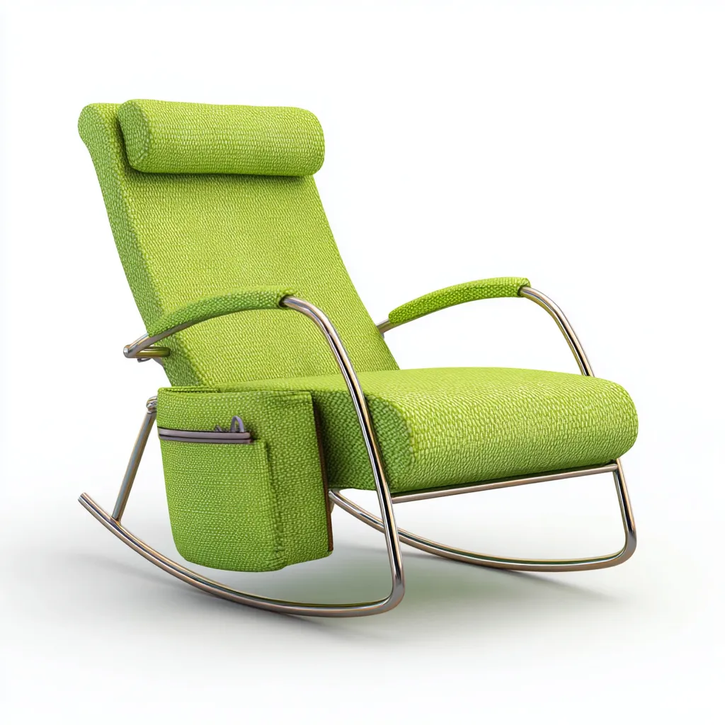 Lettino da sole a dondolo in tessuto e metallo 110x70x100 cm - verde chiaro - stile moderno adatto per esterni-Interiorixe