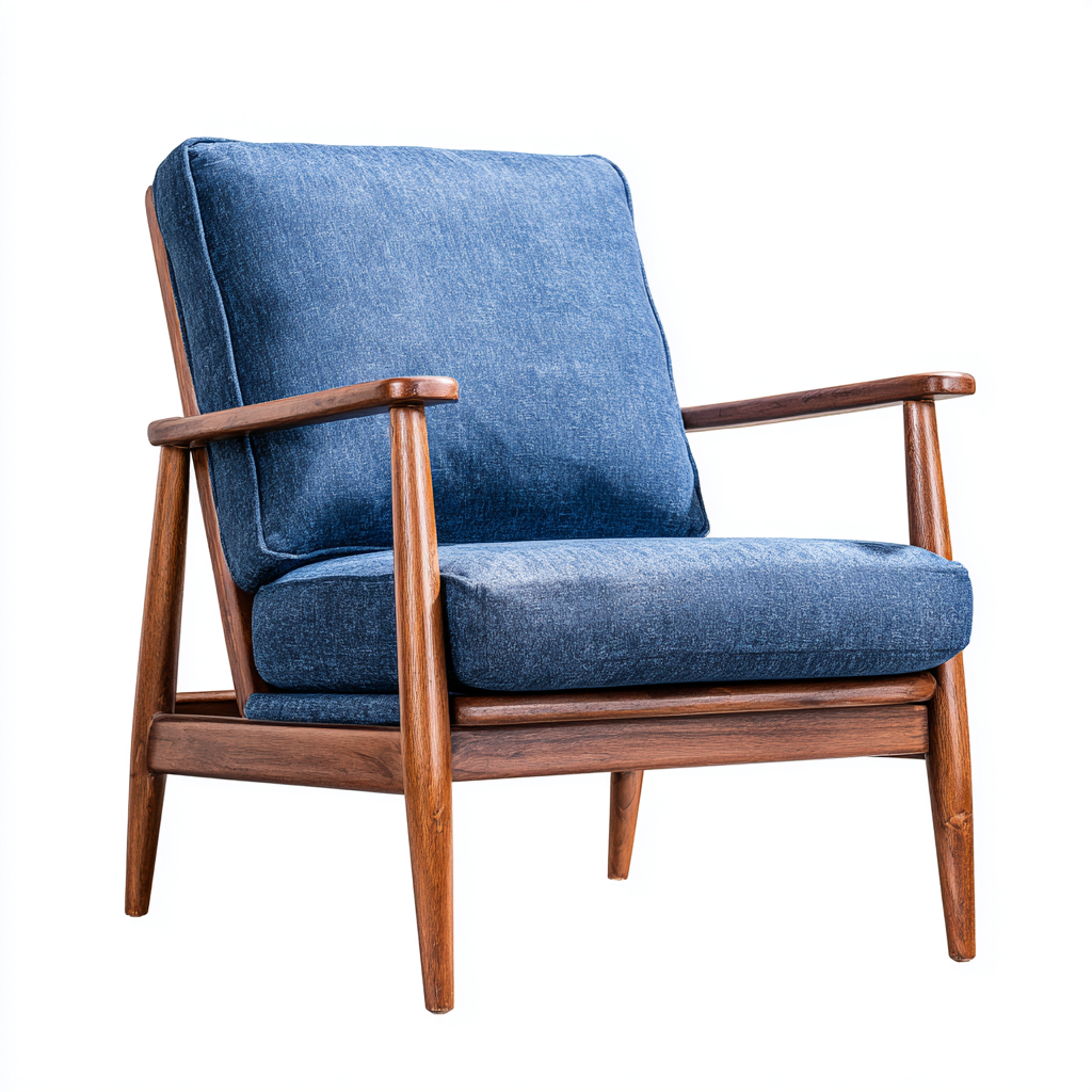 Poltrona-tessuto-legno-75x80x88 cm-blu-stile moderno retrò-Interiorza