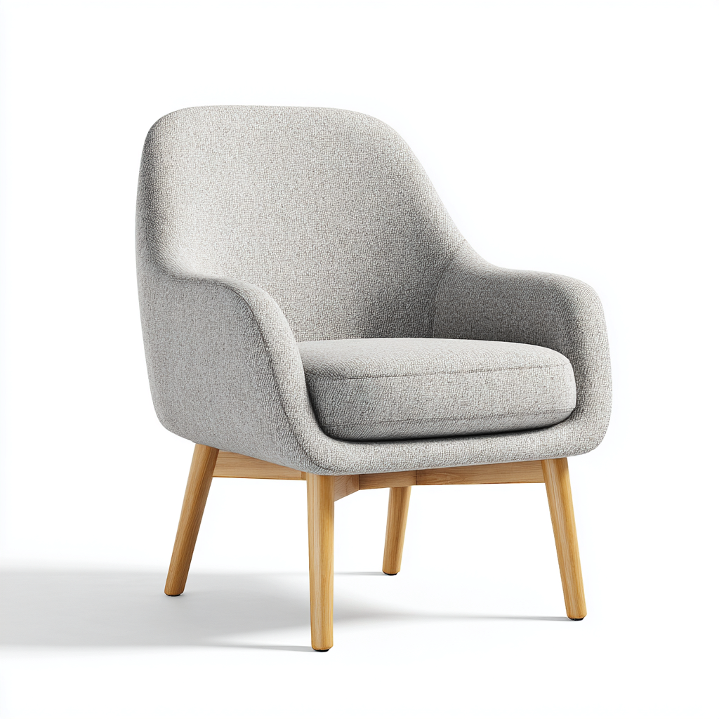 Poltrona-tessuto-legno-80x82x86 cm-grigio chiaro-stile scandinavo-Interiorza