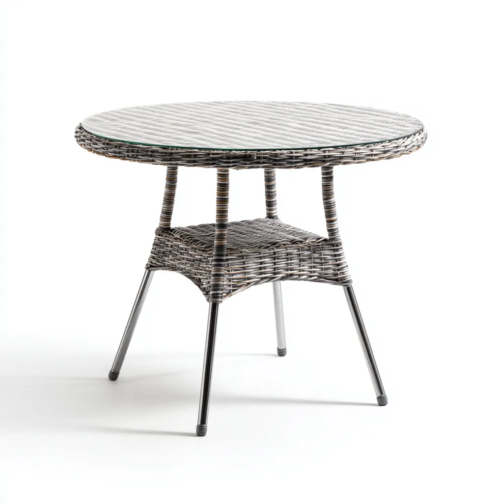 Tavolo da giardino in rattan-vetro 90x90x75 cm - grigio - stile moderno-Interiorza