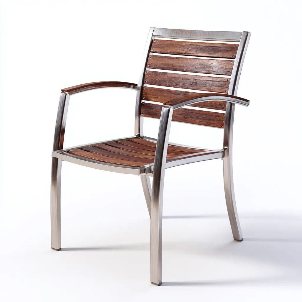 Sedia da giardino in legno-metallo 56x59x87 cm - marrone-argento - stile moderno-Interiorza