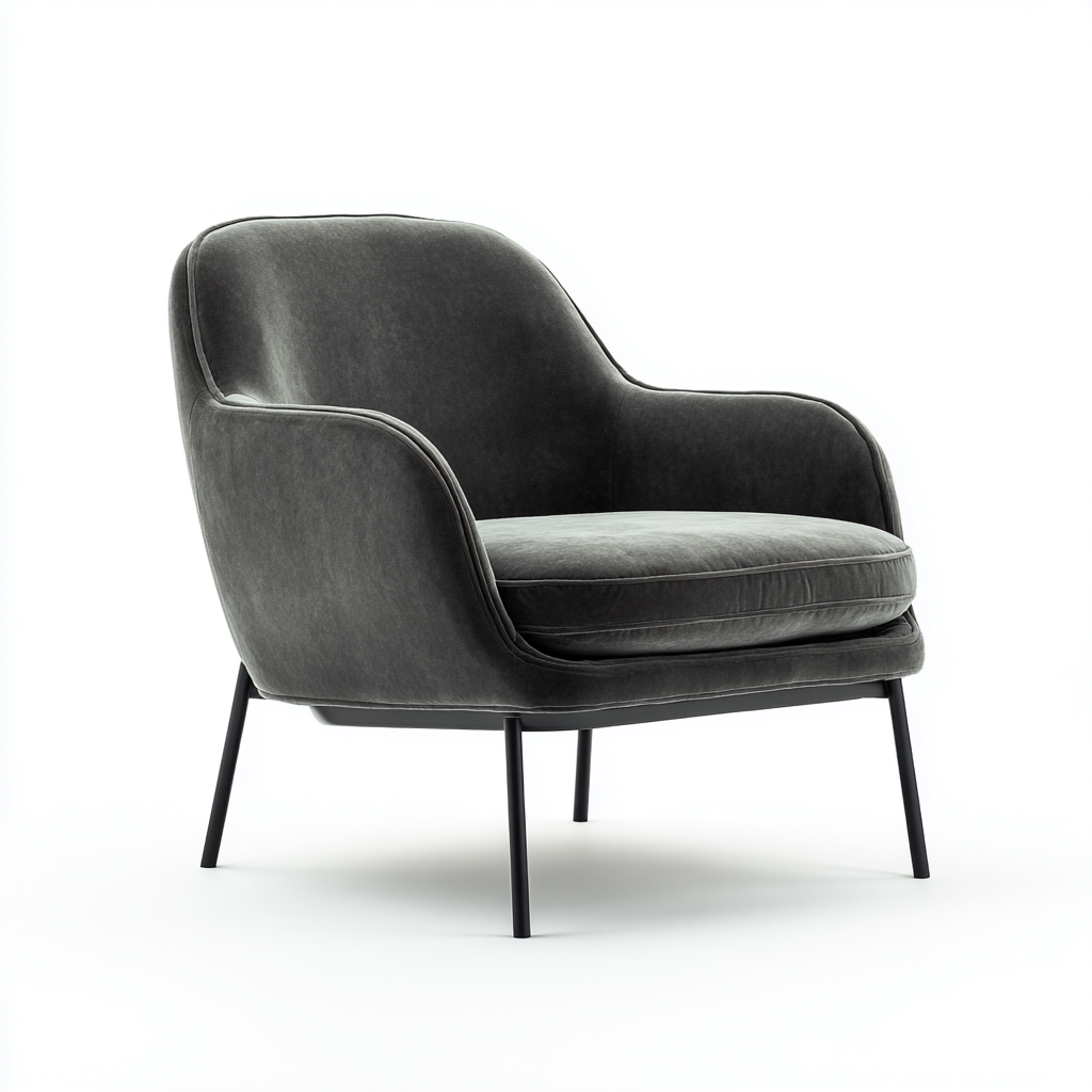 Poltrona-velluto-metallo-86x82x88 cm-grigio scuro-stile moderno-Interiorza
