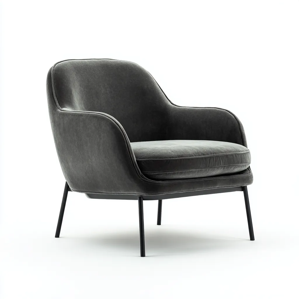 Poltrona-velluto-metallo-86x82x88 cm-grigio scuro-stile moderno-Interiorza