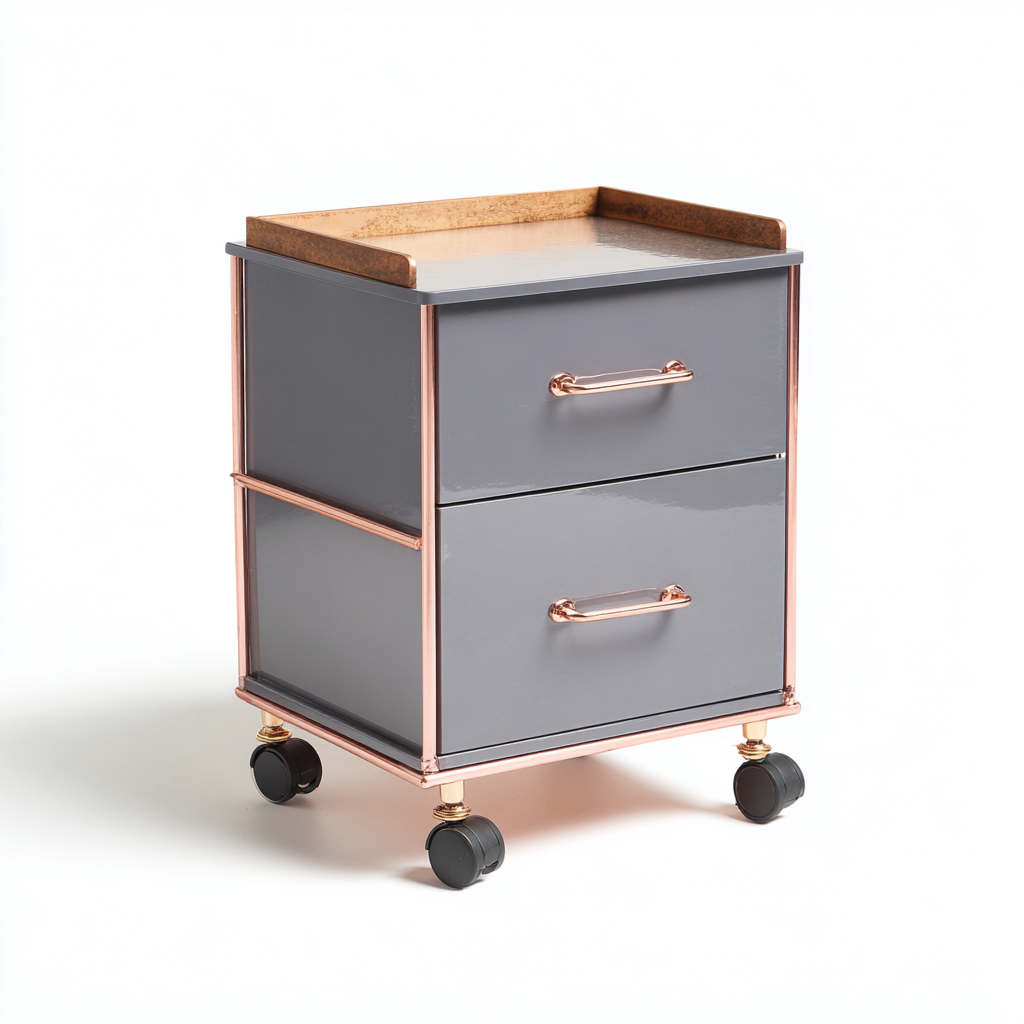 Armadio per ufficio - metallo - 43x40x65 cm - grigio-rame - stile moderno-Interiorza