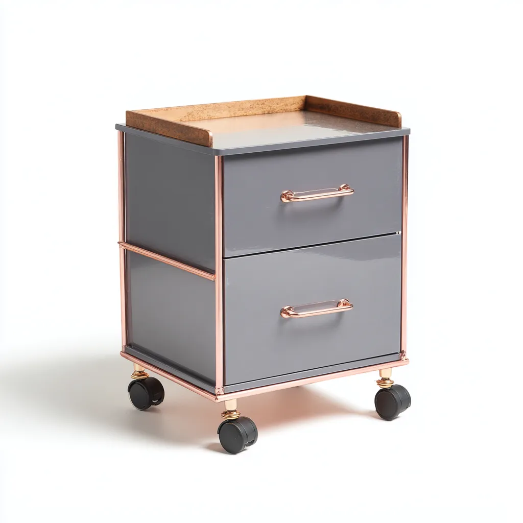 Armadio per ufficio - metallo - 43x40x65 cm - grigio-rame - stile moderno-Interiorza