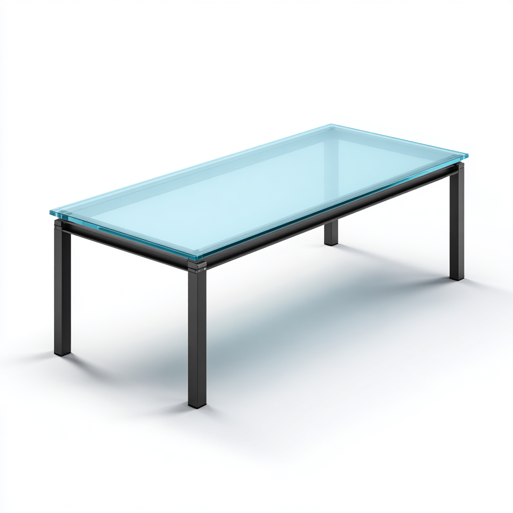 Tavolo da giardino in vetro-metallo 180x90x75 cm - trasparente-nero - design moderno minimalista-Interiorza