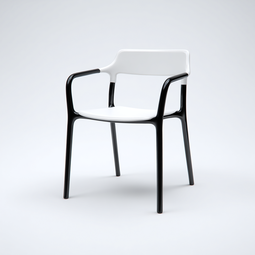 Sedia da giardino - plastica - 54x56x82 cm - bianco-nero - stile moderno con braccioli-Interiorza