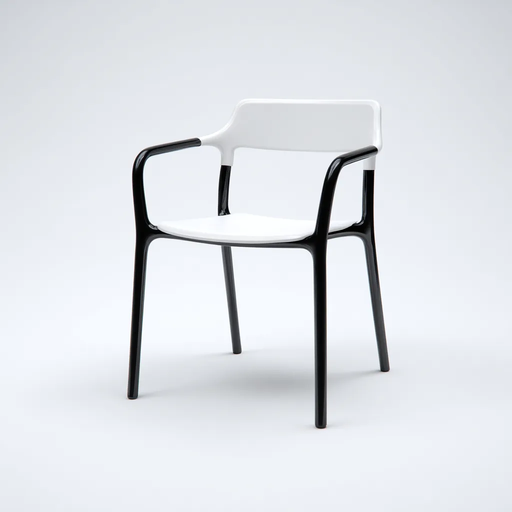 Sedia da giardino - plastica - 54x56x82 cm - bianco-nero - stile moderno con braccioli-Interiorza