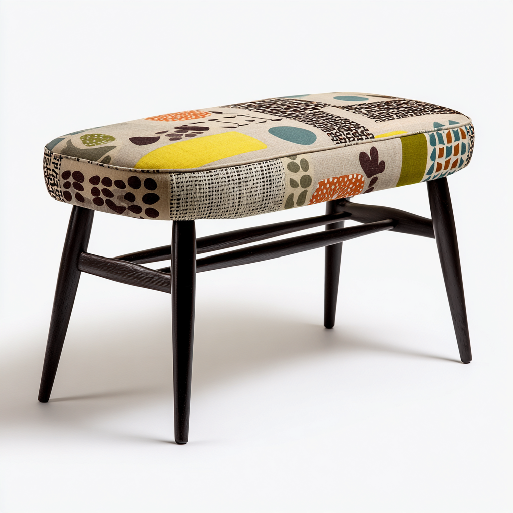 Panca per letto - tessuto-legno - 100x40x45 cm - multicolore - design retrò moderno-Interiorza