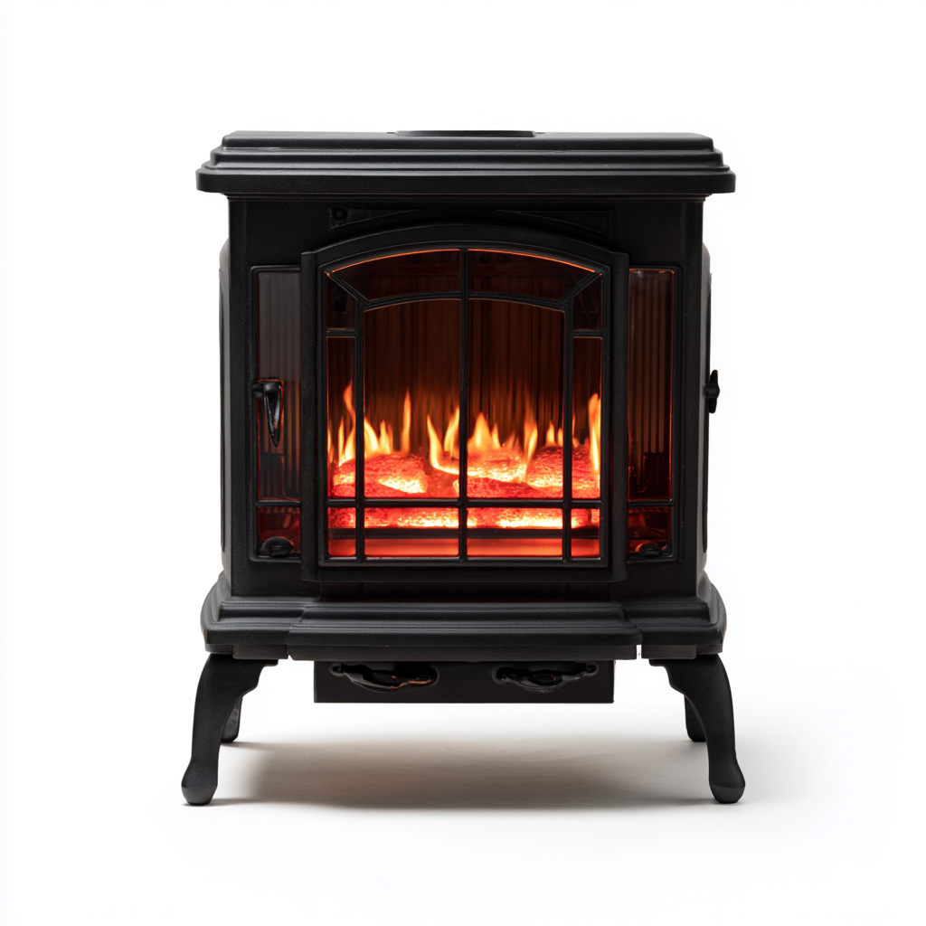 Camino elettrico - metallo-vetro - 55x35x70 cm - nero - design classico vintage-Interiorza