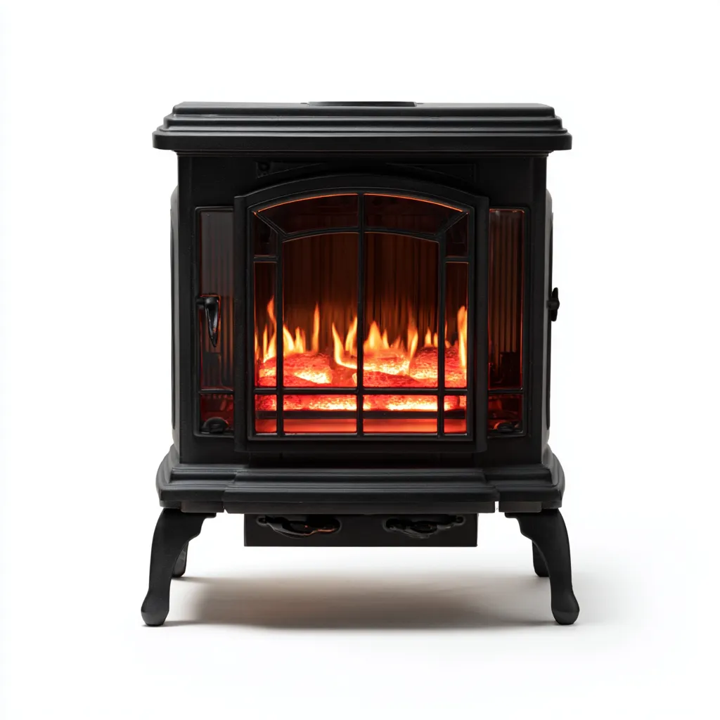 Camino elettrico - metallo-vetro - 55x35x70 cm - nero - design classico vintage-Interiorza