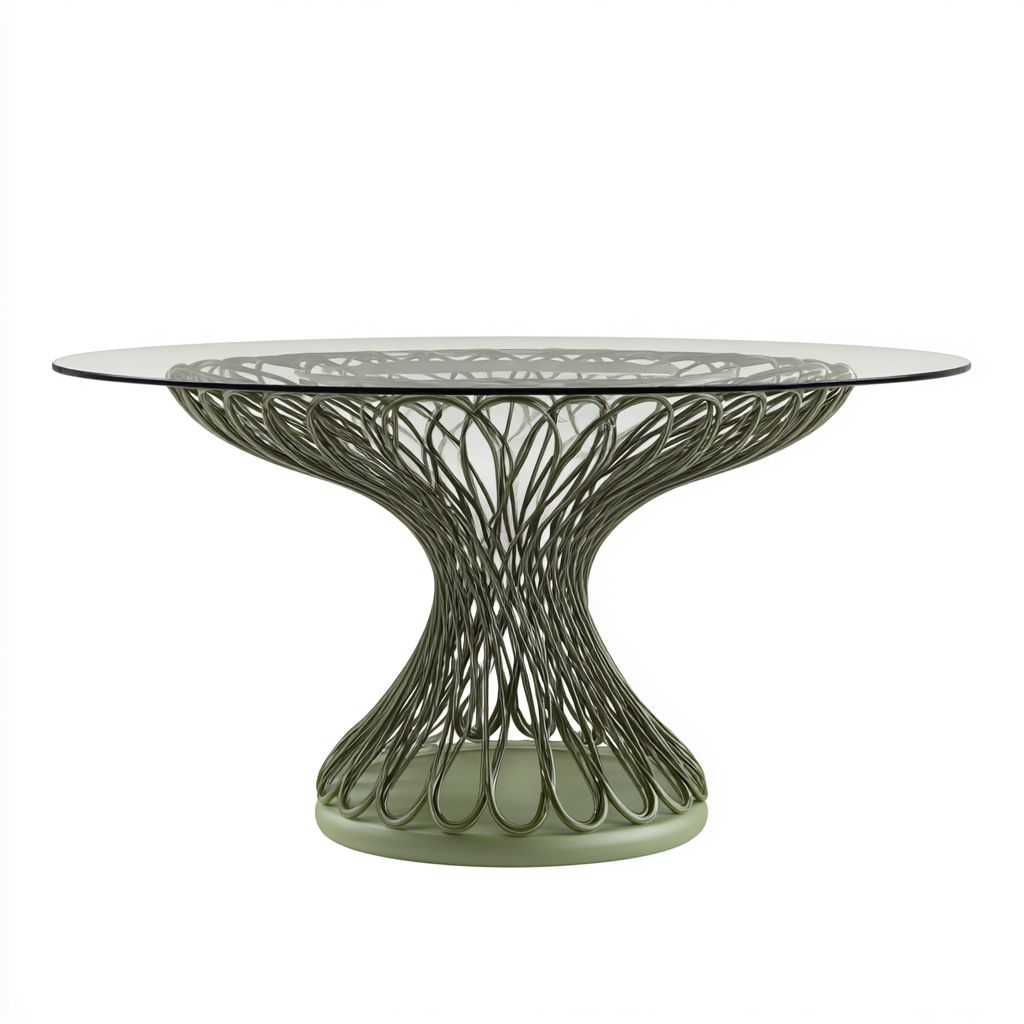 Tavolo da giardino - metallo-vetro - 120x120x75 cm - verde oliva - stile moderno artistico-Interiorza