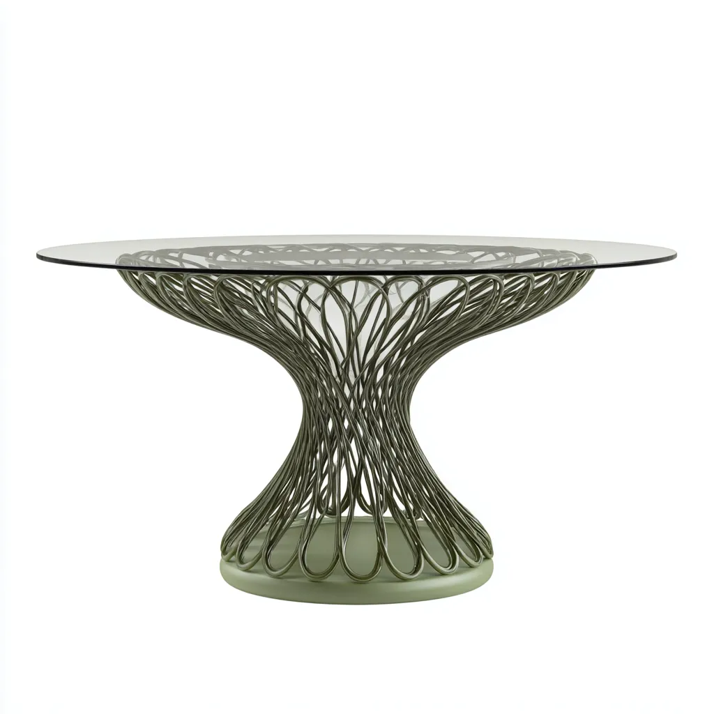 Tavolo da giardino - metallo-vetro - 120x120x75 cm - verde oliva - stile moderno artistico-Interiorza