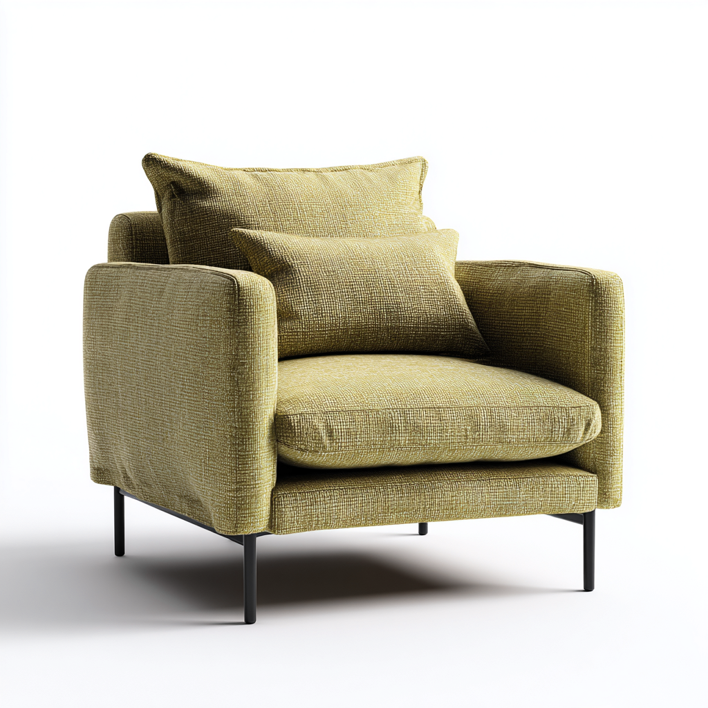 Poltrona-tessuto-metallo-82x84x85 cm-verde oliva-stile moderno-Interiorza