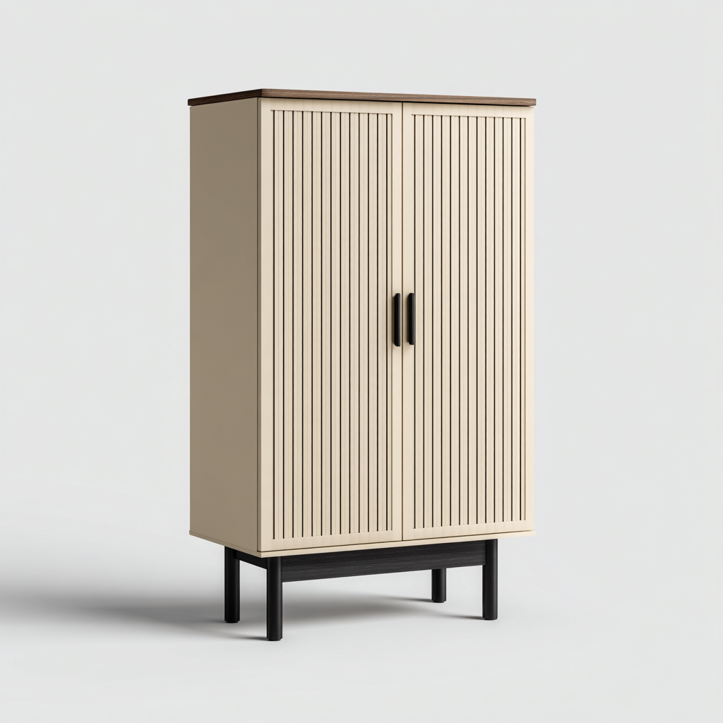 Armadio - legno-metallo - 90x45x165 cm - beige - stile moderno-Interiorza