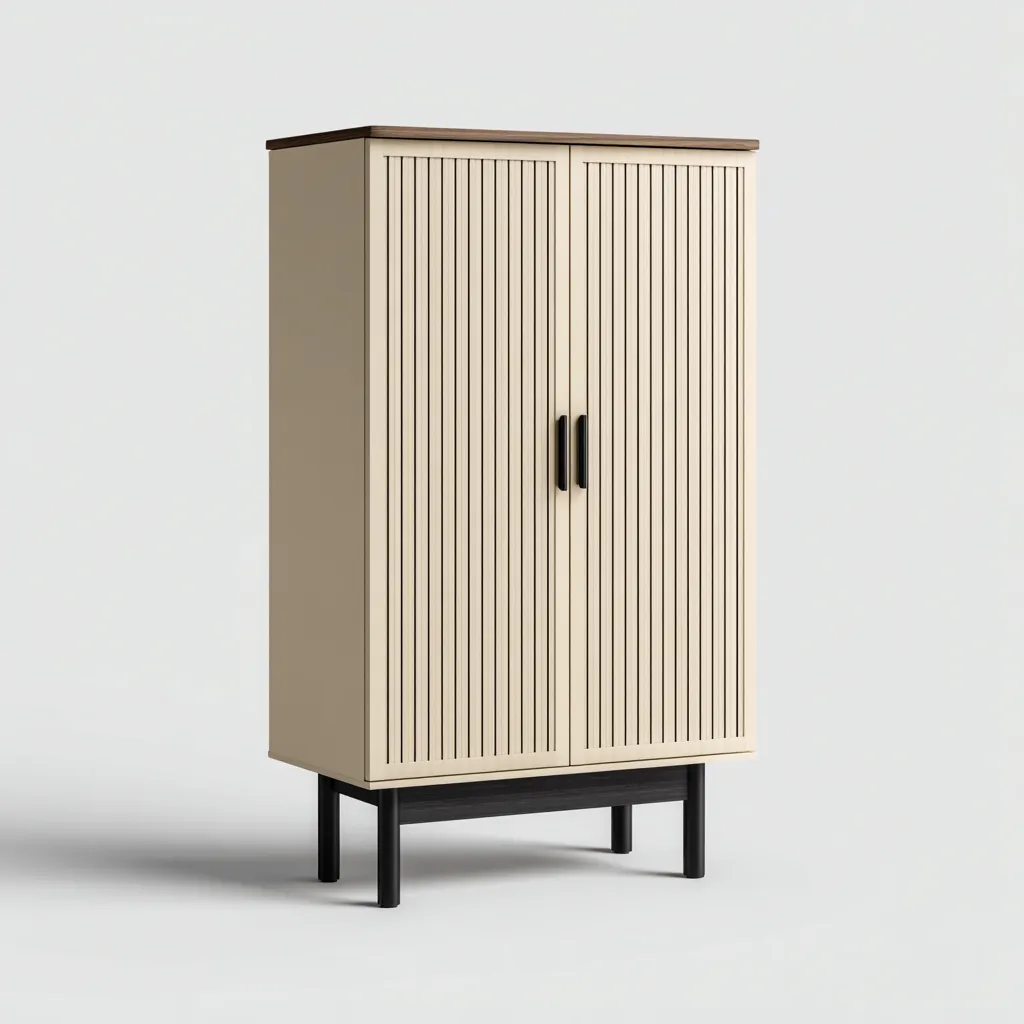 Armadio - legno-metallo - 90x45x165 cm - beige - stile moderno-Interiorza