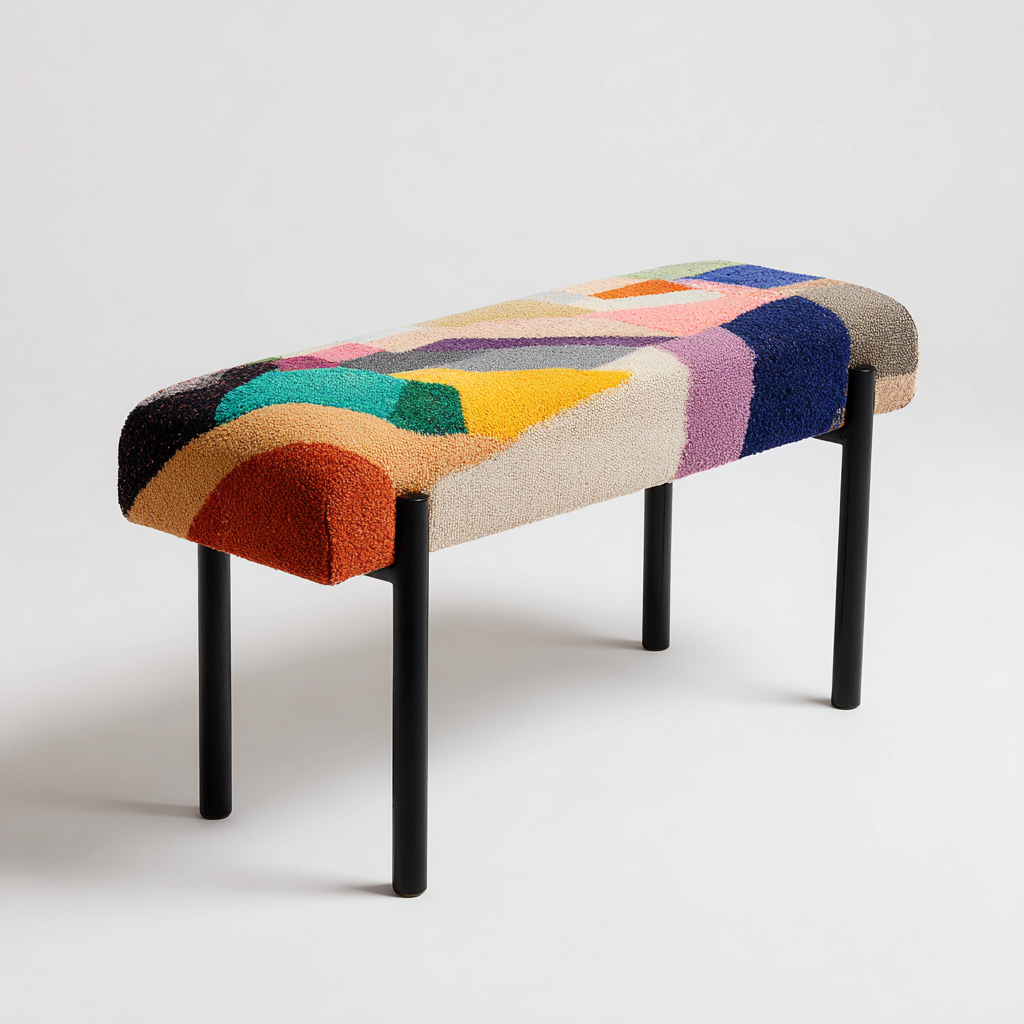 Panca per letto - tessuto-metallo - 106x41x46 cm - multicolore - design artistico moderno-Interiorza