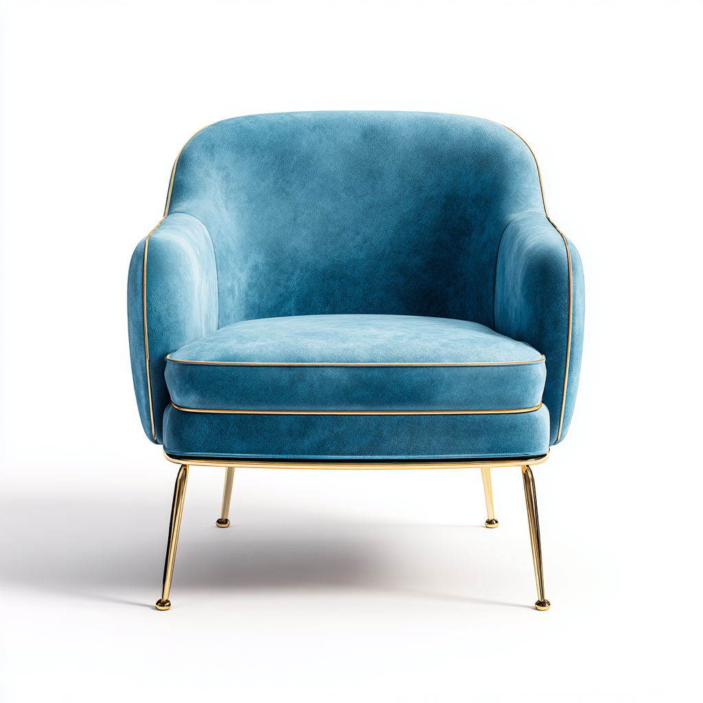 Poltrona-velluto-metallo-83x80x85 cm-blu-stile moderno-Interiorza