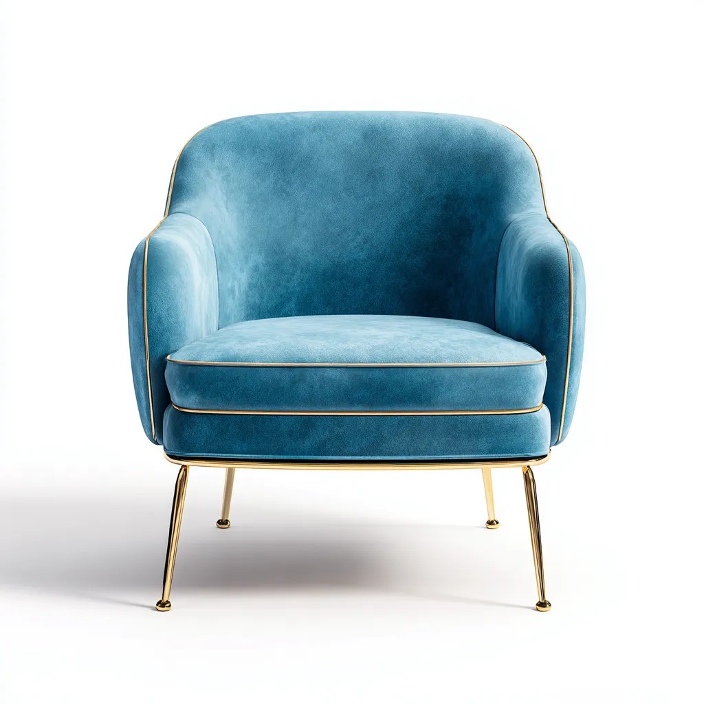 Poltrona-velluto-metallo-83x80x85 cm-blu-stile moderno-Interiorza